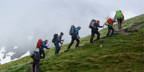 group of trekkers on the Hampta Pass trek in the indian himalayas