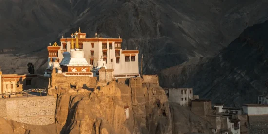 monastery on a cliff seen on a slow mindful tour of Ladakh with YoloO Life