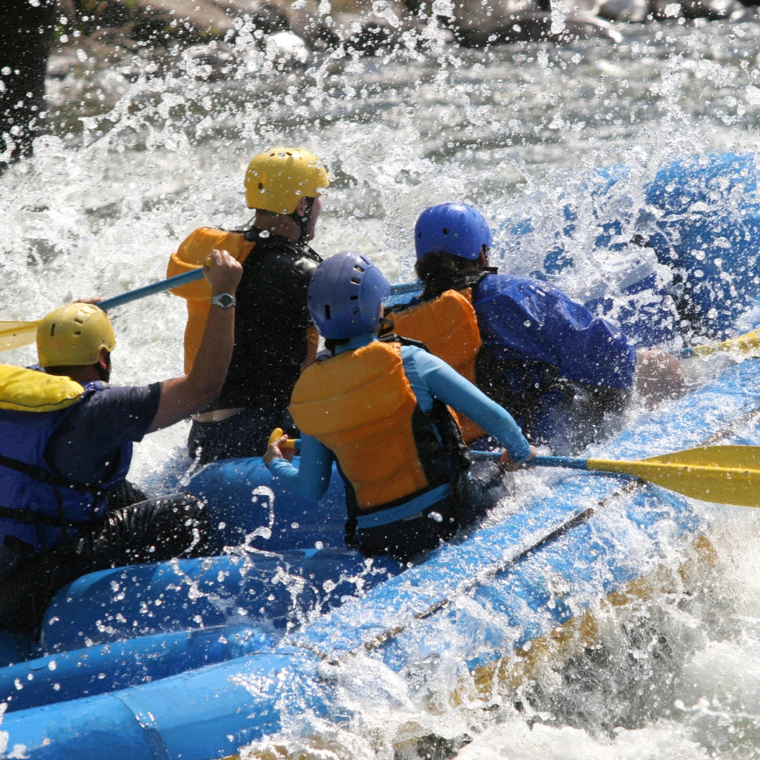 rafting with YoloO Life people rafting on river