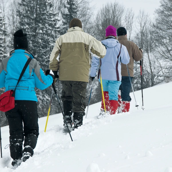 snowshoeing in sethan village (2) people snowshoeing in sethan village on a experiential holiday with Yoloo Life