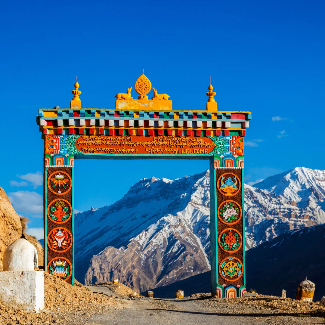 spiti valley tour with YoloO life a monastery gate in spiti Valley, himachal pradesh, india