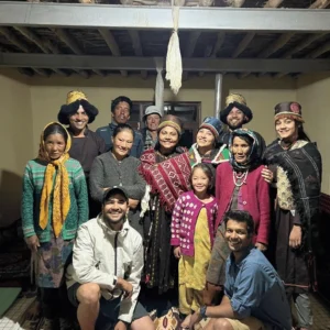 experiential spiti valley tours with YoloO Life group of tourists in local Spitian attire on a Experiential Tour Of Spiti Valley by YoloO Life