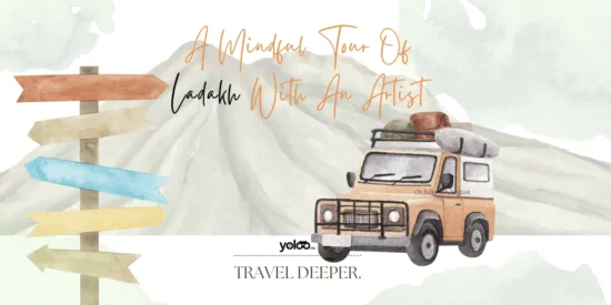 sketch of jeep with mountain backgrounda slowly mindful tour of ladakh with an artist YoloO.Life