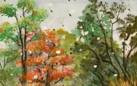 watercolors painting of forest made during VanVaaas art Retreat in Soyal Village, Manali